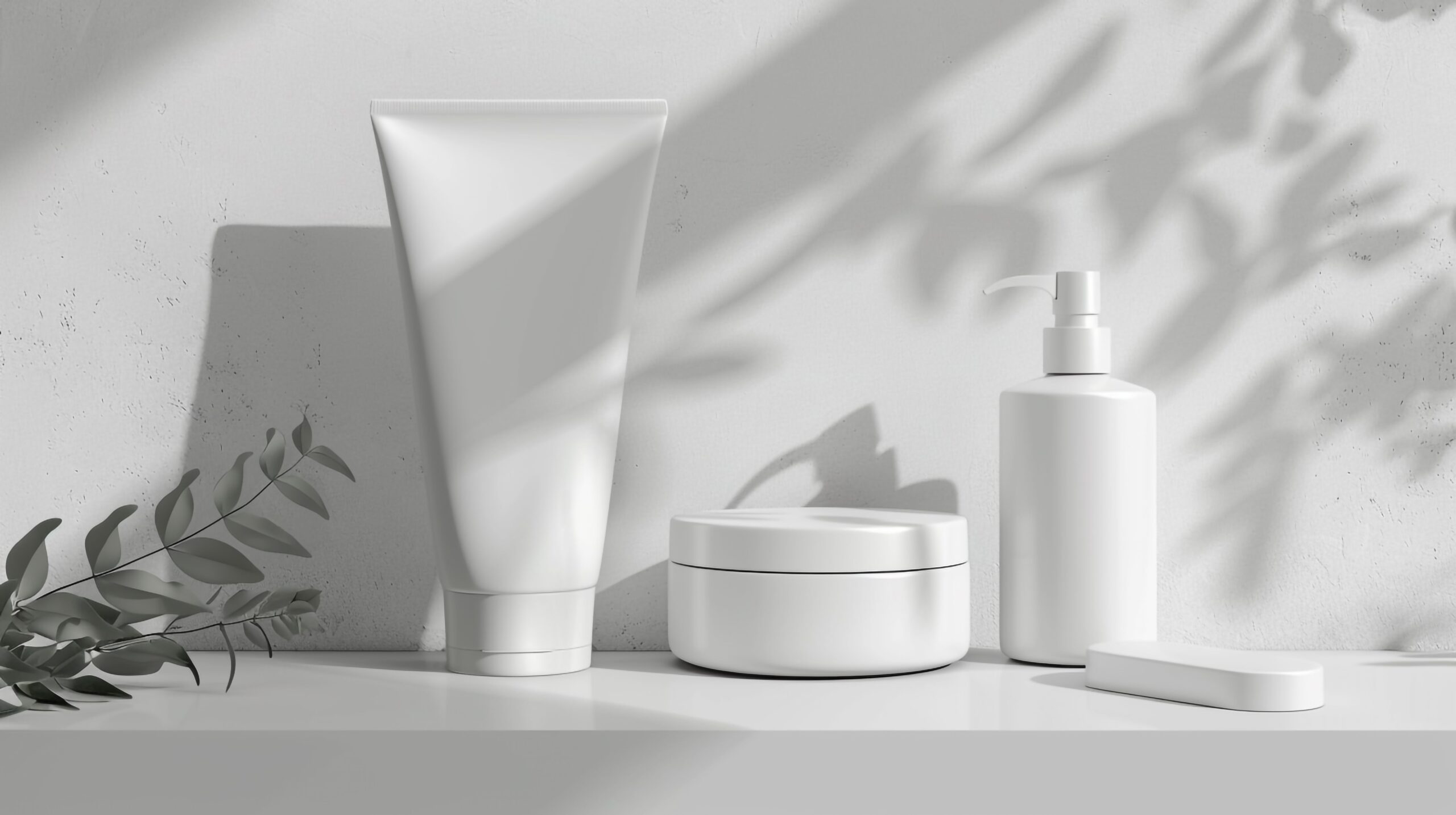 Stylish minimalist bathroom products set in soft shadows for an elegant look.